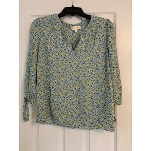 Blue Floral Print Women's Top Cynthia Rawley